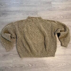 Vintage 80s Banana Republic Mill Valley Chunky Knit Sweater XL Boxy Mock Neck
